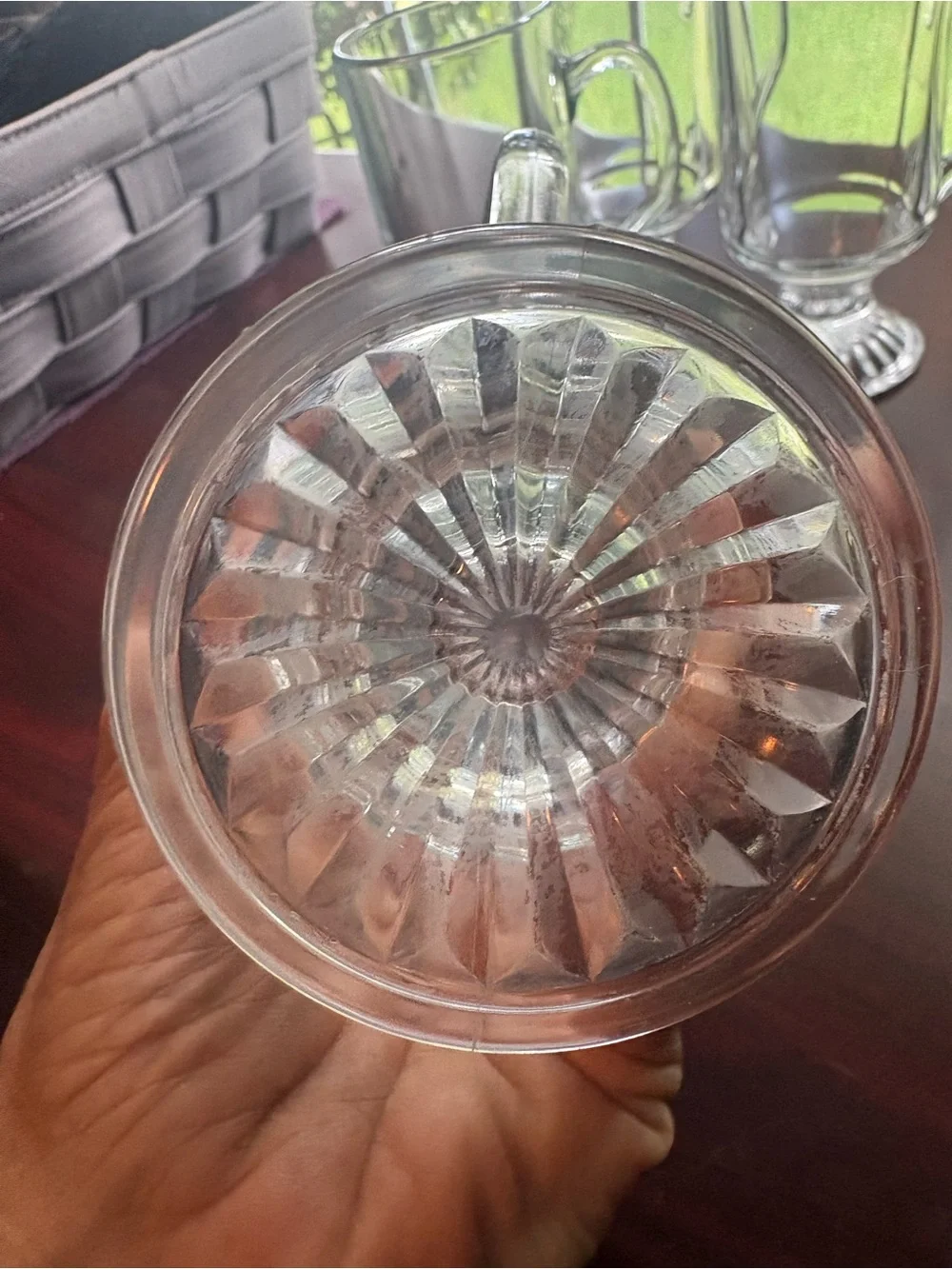 Set of 4 Clear Glass Footed Mugs with Handles